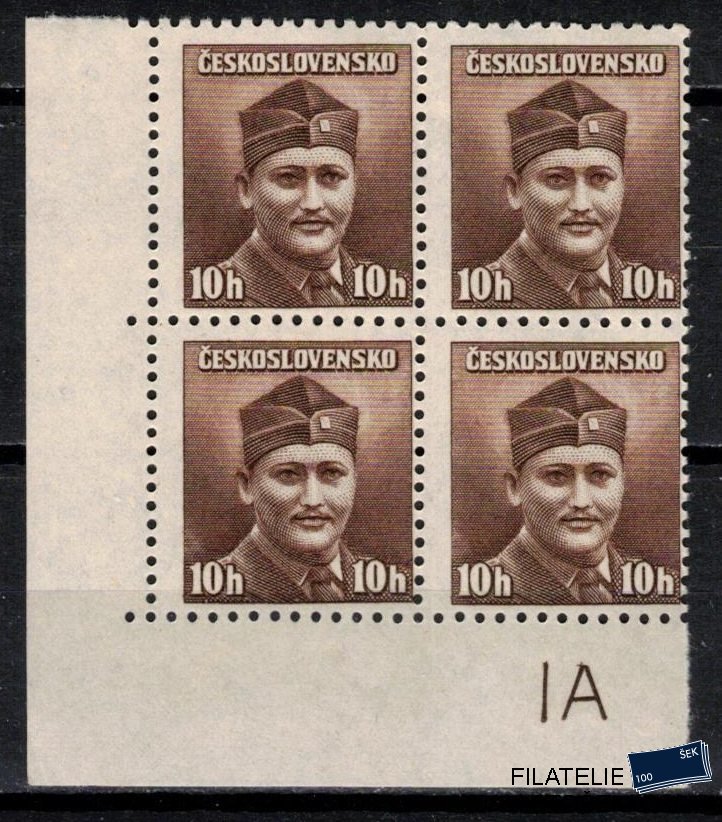 ČSSR známky 388 Čtyřblok rohový Dč IA