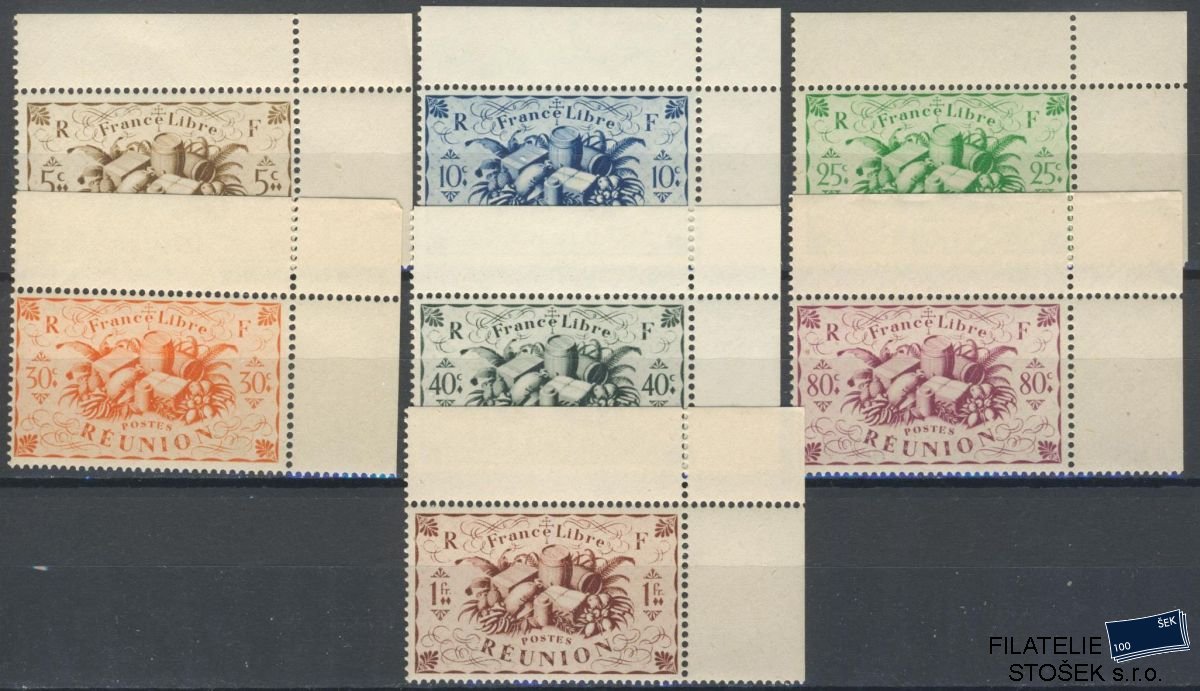 Reunion známky Yv 233-39 sestava rohových známek