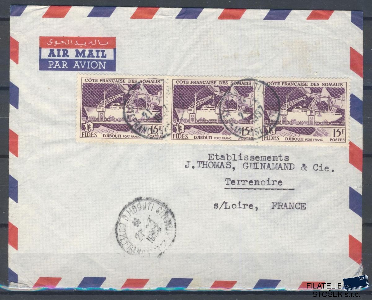 Cote des Somalis známky letecký dopis