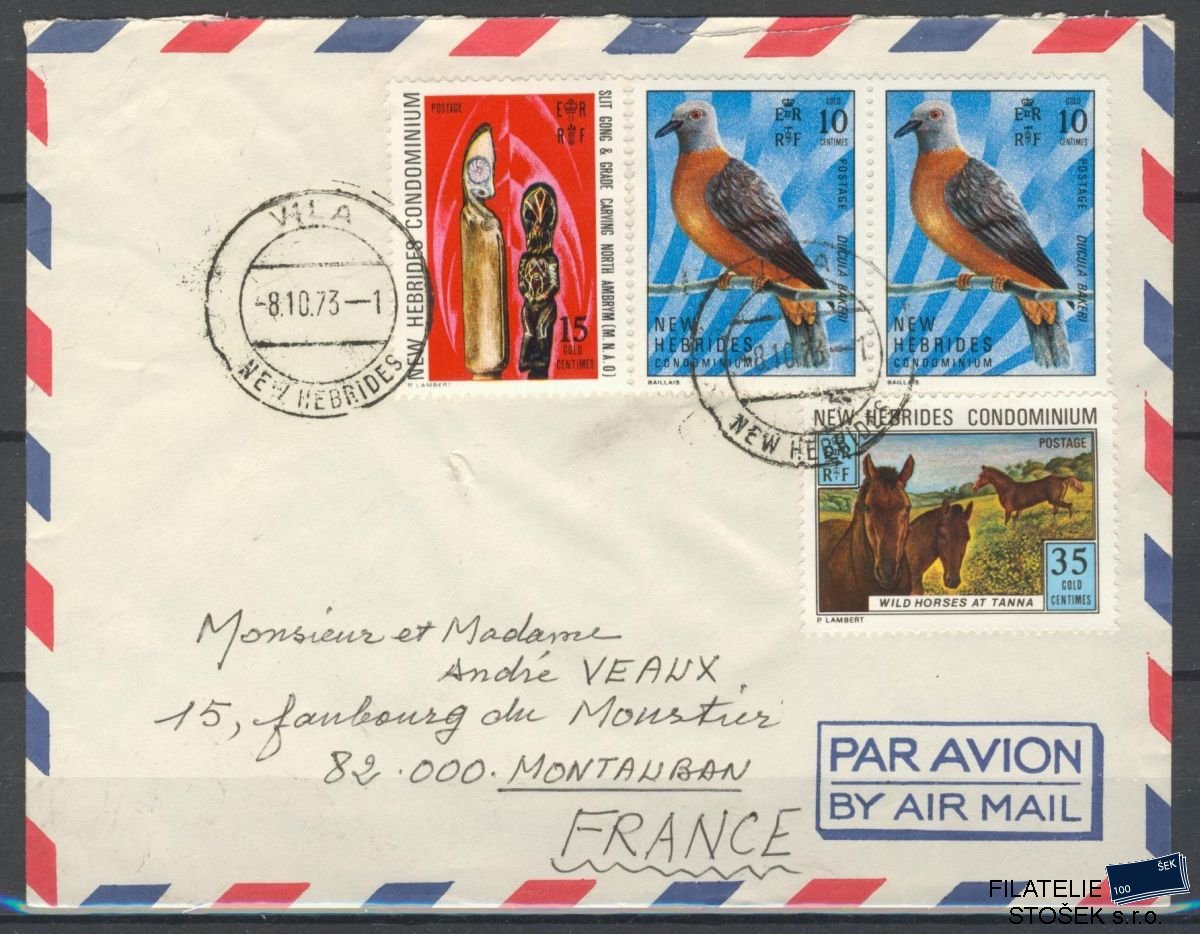 N. Hebrides známky letecký dopis
