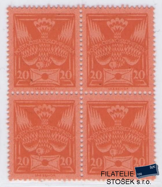 ČSR I známky 148 Zt - 4 Blok - Oranžový papír - 14