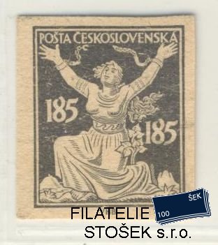 ČSR I známky 160 Zt - Černotisk - Nahnědlý papír