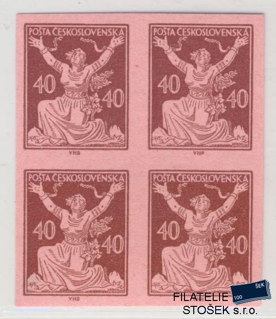ČSR I známky 154 Zt - Růžový papír - 4 Blok