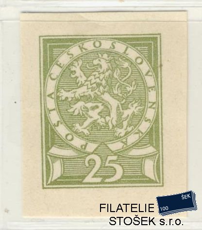 ČSR I známky Kolek Zt 21 x 26 mm - Zelenožlutý - Ze soutisku 3 hodnot
