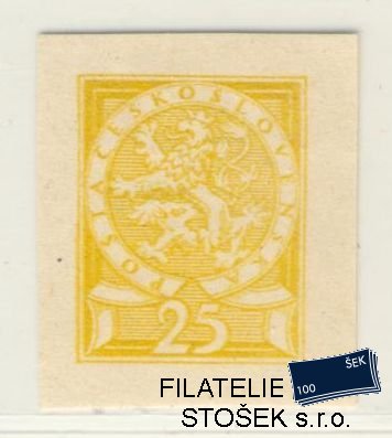 ČSR I známky Kolek Zt 17 x 22 mm - Žlutý - Ze soutisku 4 hodnot