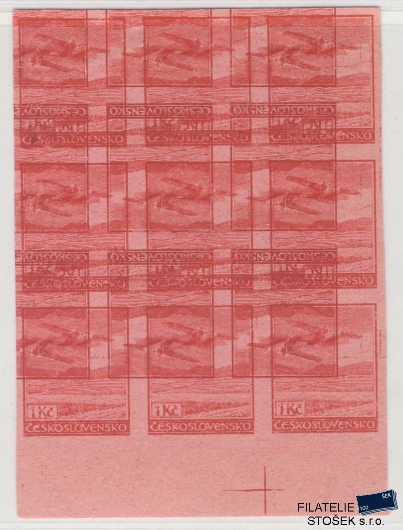 ČSR I známky L8 Zt -  9 Blok - Růžový papír - Násobný tisk