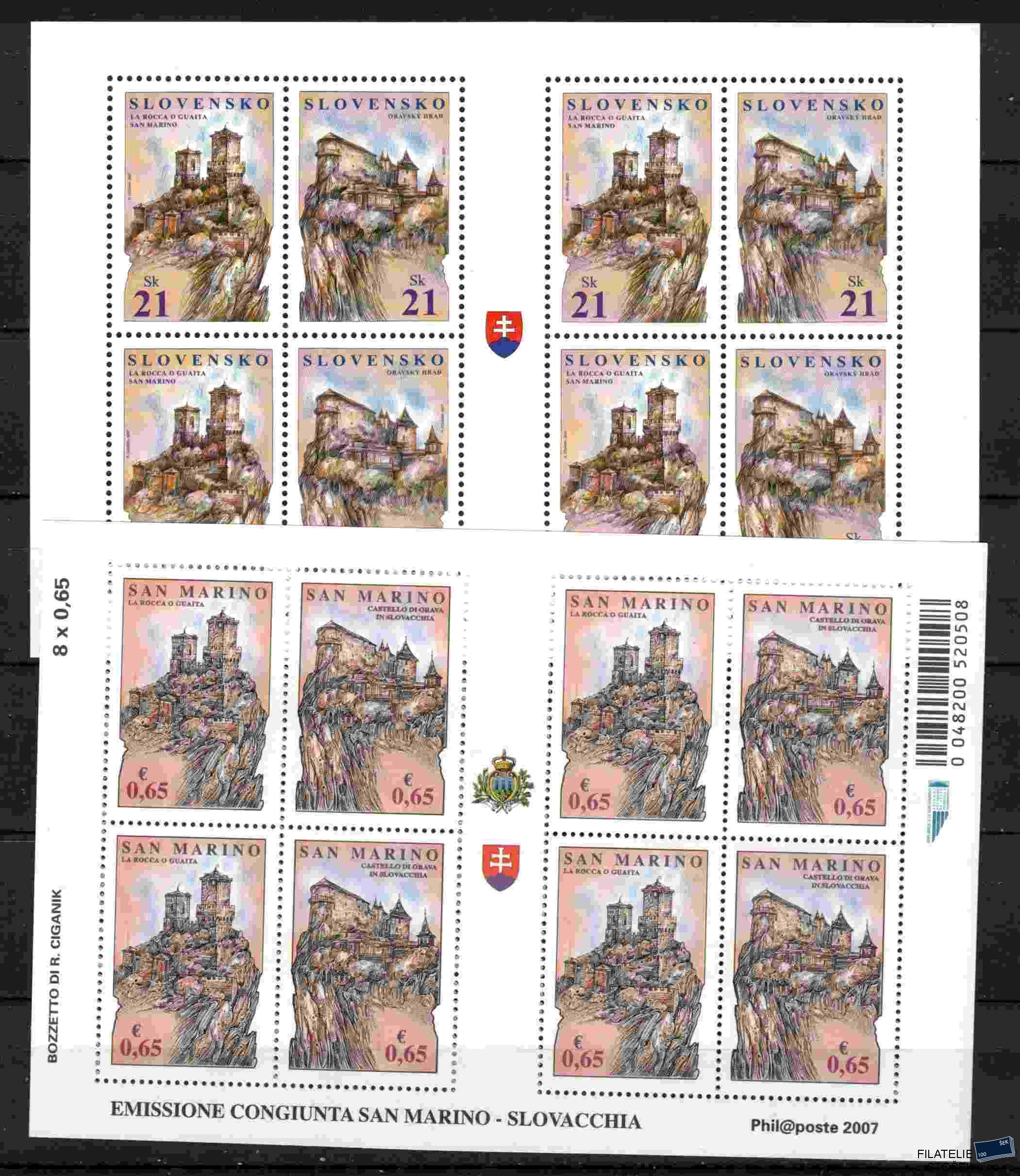 Slovensko známky 403-4 PL + San Marino