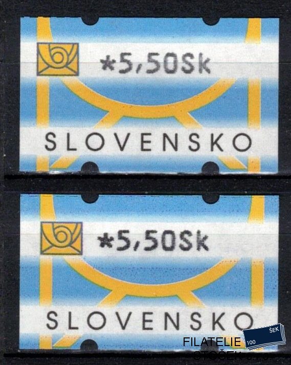 Slovensko známky AT I hodnota 5,50 Sk světlý a tmavý tisk