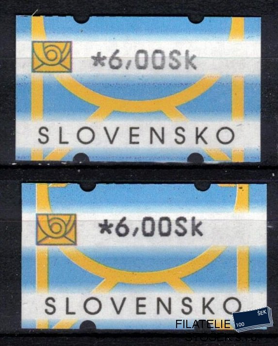 Slovensko známky AT I hodnota 6 Sk světlý a tmavý tisk