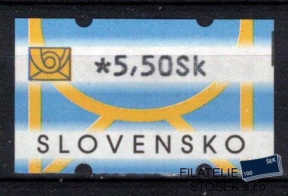 Slovensko známky AT I hodnota 5,50 Sk DV svislá čárka v pravém okraji