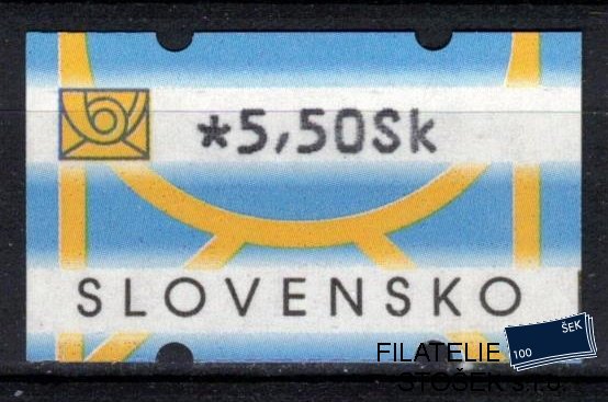Slovensko známky AT I hodnota 5,50 Sk DV svislá čárka v pravém okraji dole