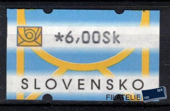 Slovensko známky AT I hodnota 6 Sk DV černá svislá čárka vlevo nahoře