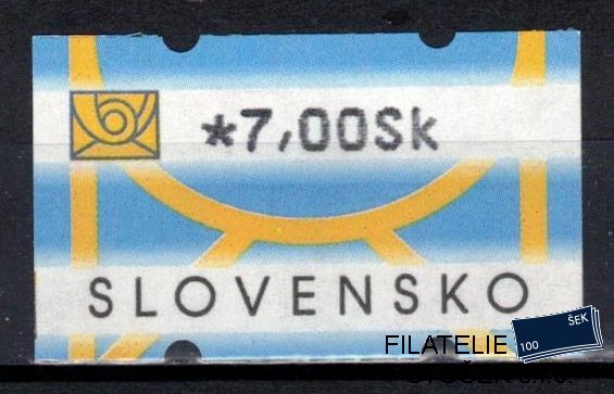 Slovensko známky AT I hodnota 7 Sk DV černá svislá čárka vlevo dole