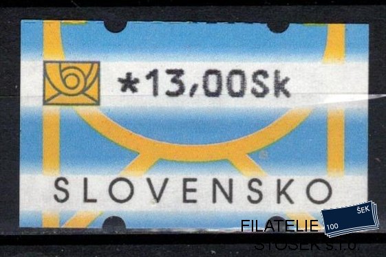 Slovensko známky AT I hodnota 13 Sk DV posun žluté barvy vlevo nahoře