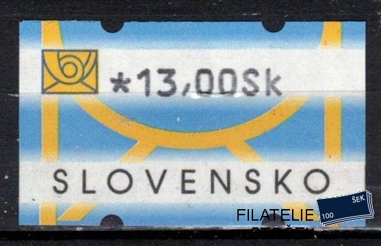 Slovensko známky AT I hodnota 13 Sk DV posun žluté a červeé skvrny v barvě