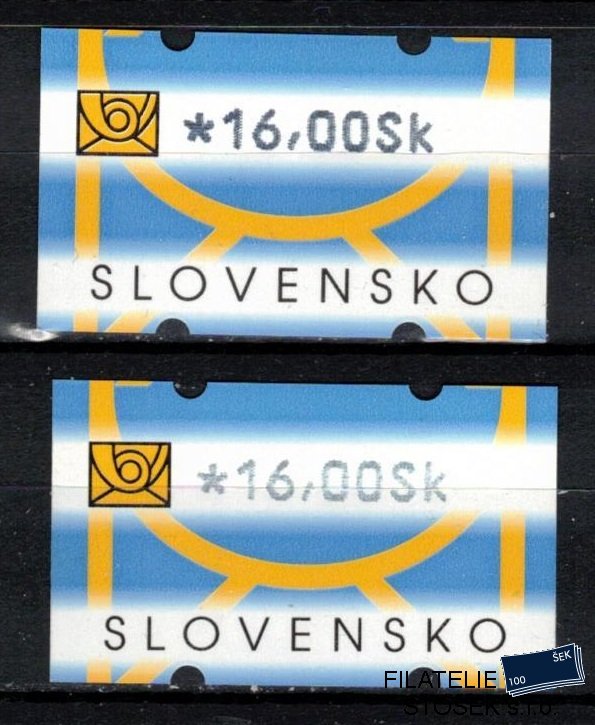 Slovensko známky AT II hodnota 16 Sk světlý a tmavý tisk
