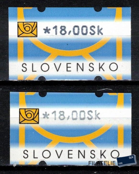 Slovensko známky AT II hodnota 18 Sk světlý a tmavý tisk