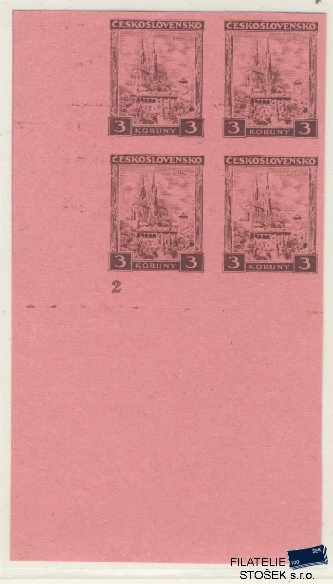 ČSR I známky 254 Zt 4 Blok - Růžový papír - Dz 2