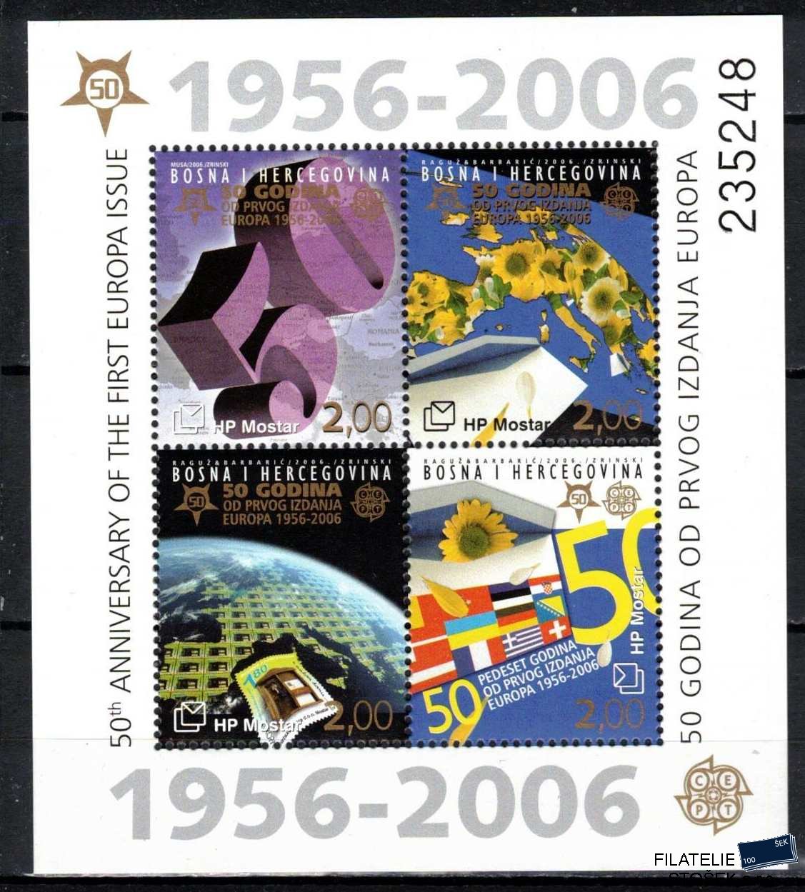 Bosna a Herzegovina - Chorvatská pošta - Mostar známky Mi 166-9 - Bl.7