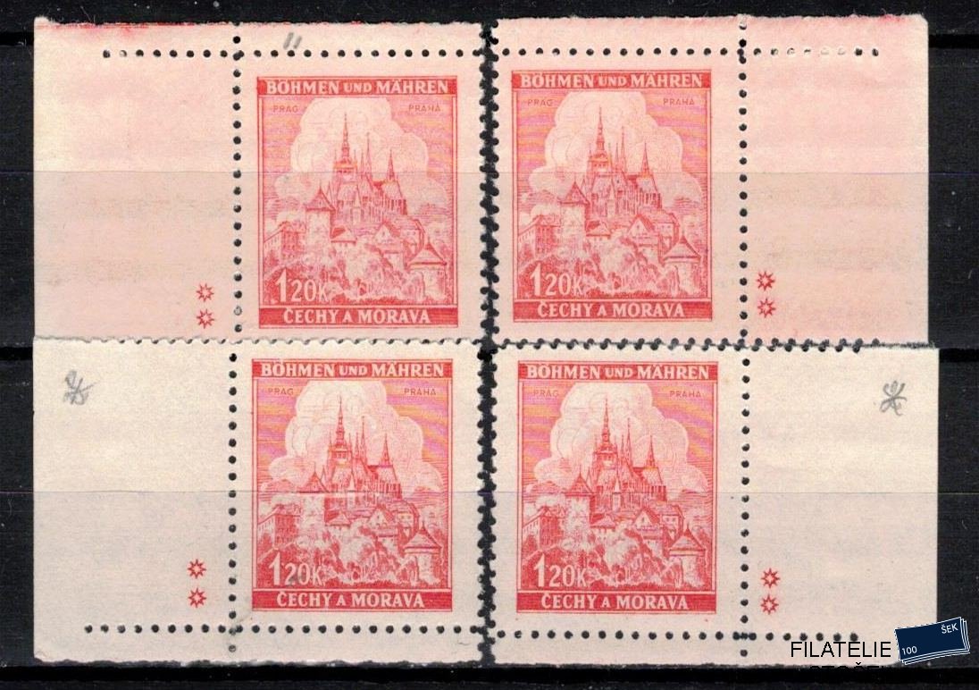 Protektorát známky 57 Rohová známka 2x Hvězdička - kompletní miniatura