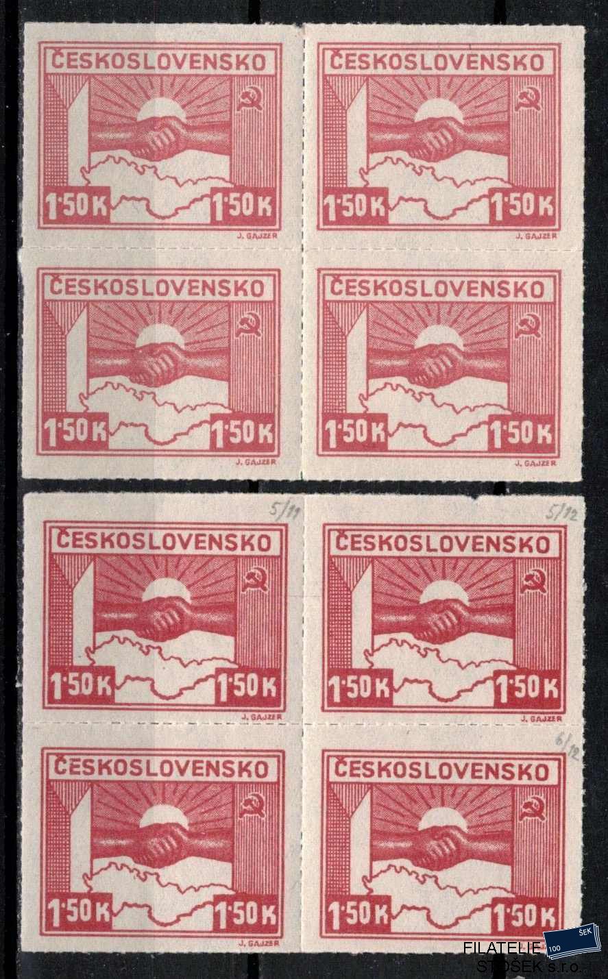 ČSSR známky 353 Čtyřbloky - barvy