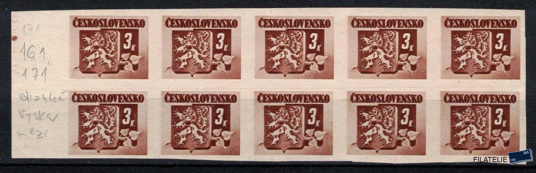 Československo známky 368 DV ZP 161-171 10-ti blok