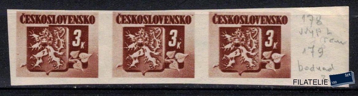 Československo známky 368 DV ZP 178 a 179 Trojpáska