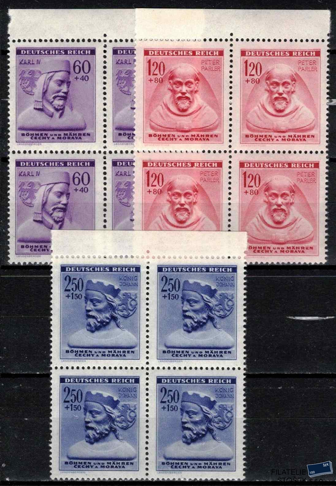 Protektorát známky 103-5 Čtyřbloky krajové