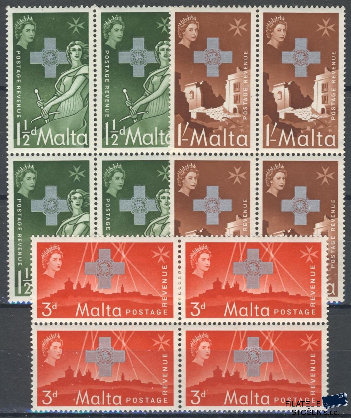 Malta známky Mi 254-56 4 Blok