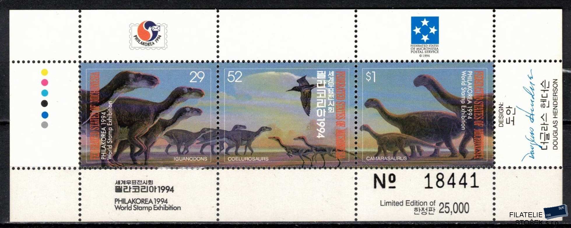 Mikronesia známky Mi 0380-2 Klb. Prehistorická fauna
