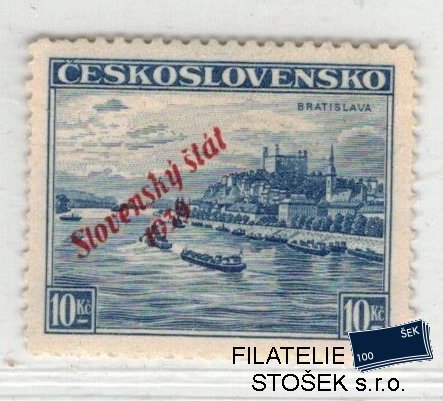 Slovensko známky 22 mírný posun přetisku doleva