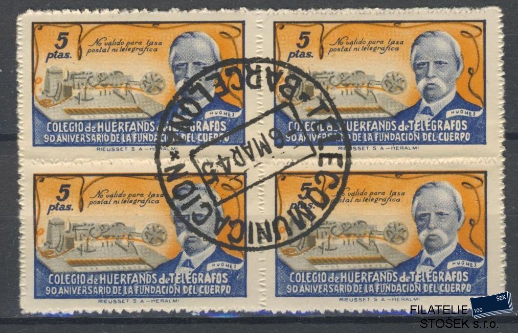 Španělsko známky - Huerfanos de telegrafos 1944 - Barcelona - 4 Blok