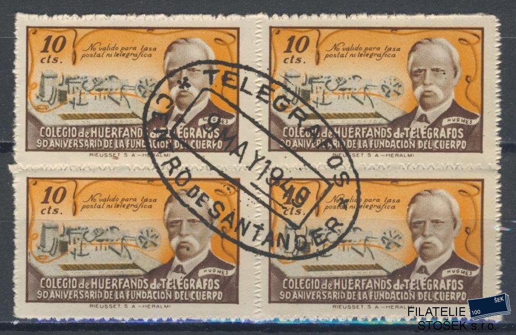 Španělsko známky - Huerfanos de telegrafos 1944 - Santander - 4 Blok