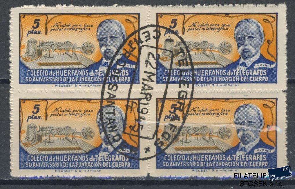 Španělsko známky - Huerfanos de telegrafos 1944 - Santander - 4 Blok