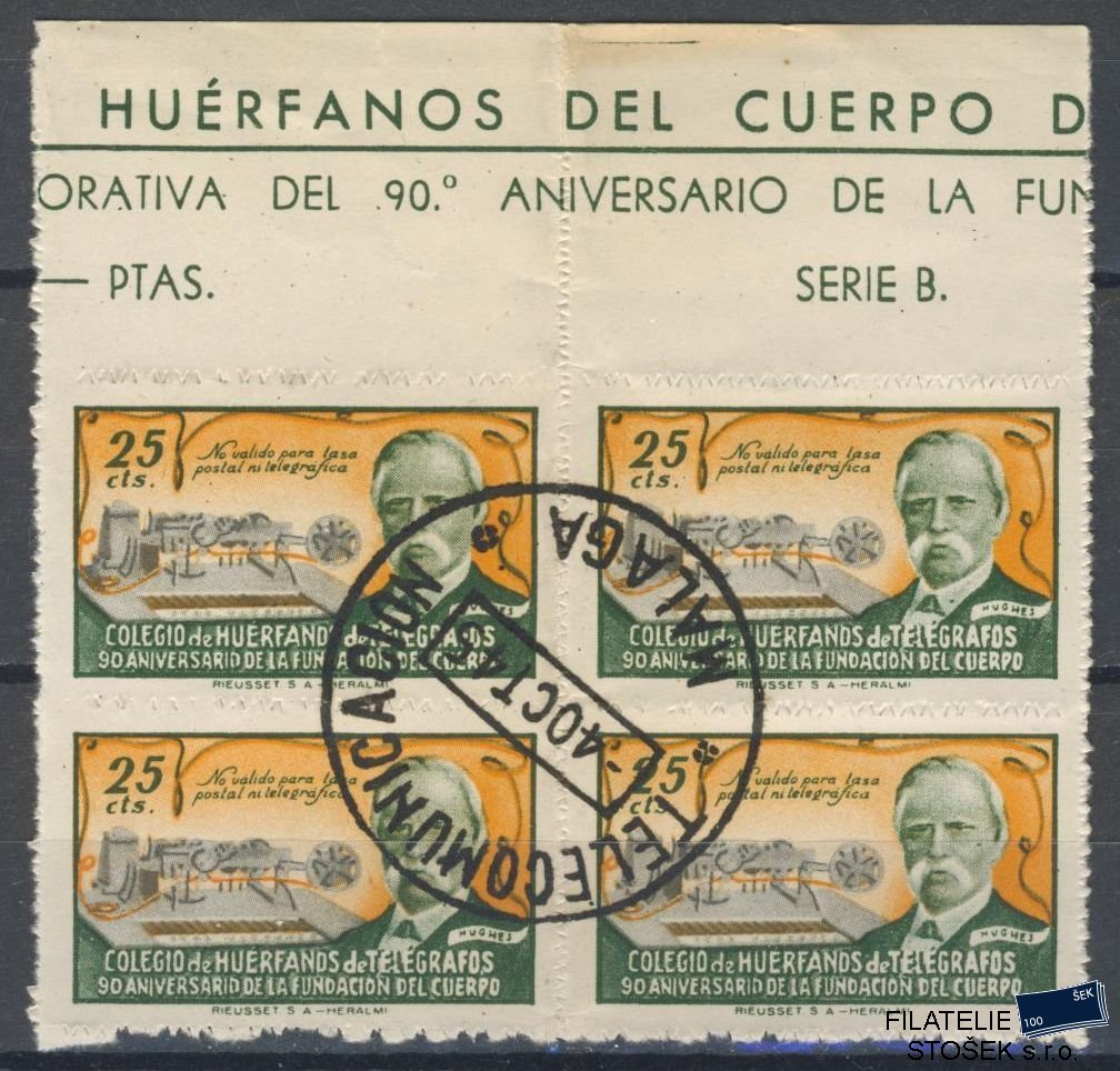 Španělsko známky - Huerfanos de telegrafos 1944 - Malaga - 4 Blok
