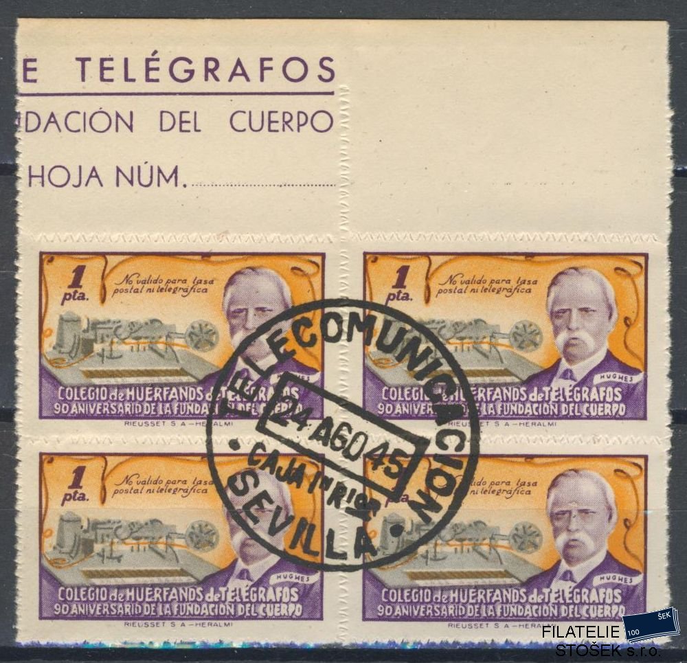 Španělsko známky - Huerfanos de telegrafos 1944 - Sevilla - 4 Blok