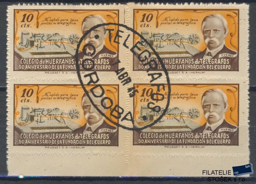 Španělsko známky - Huerfanos de telegrafos 1944 - Cordoba - 4 Blok
