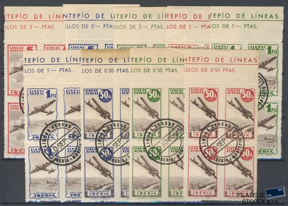 Španělsko známky - Iberia Airlines Airmail - 4 Blok