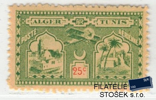 Tunisie známky letecká zálepka Alger Tunis