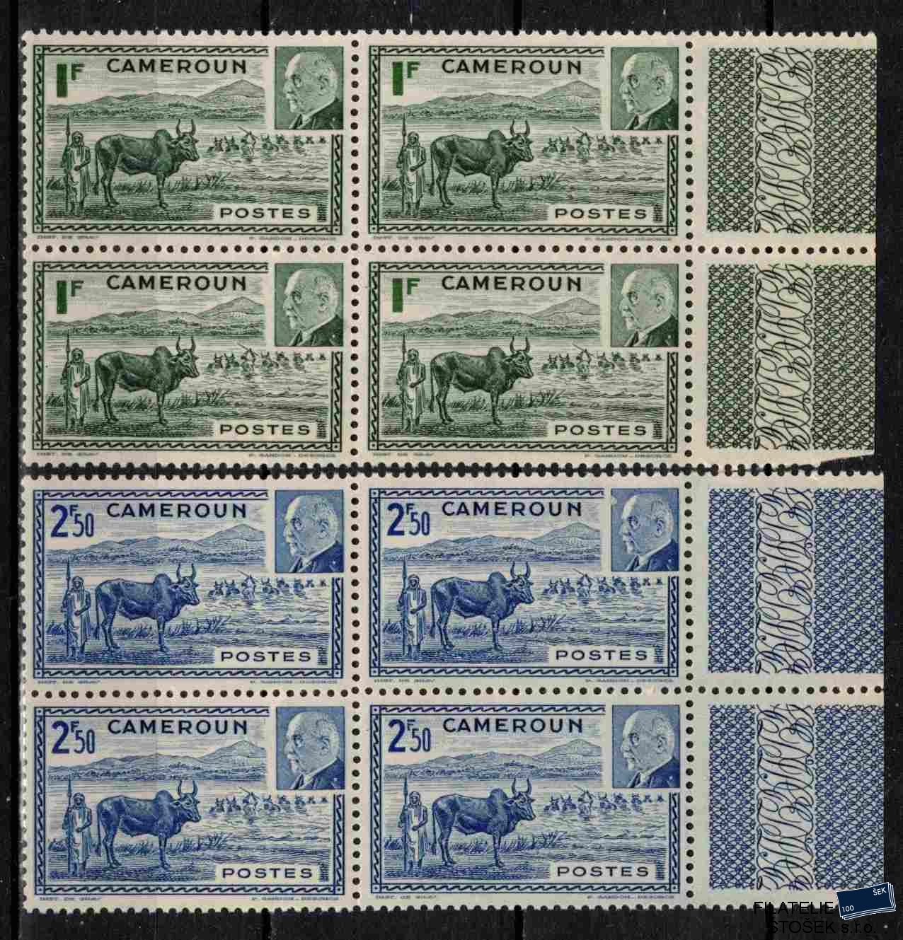 Cameroun známky 1941 Marechal Petain Čtyřbloky