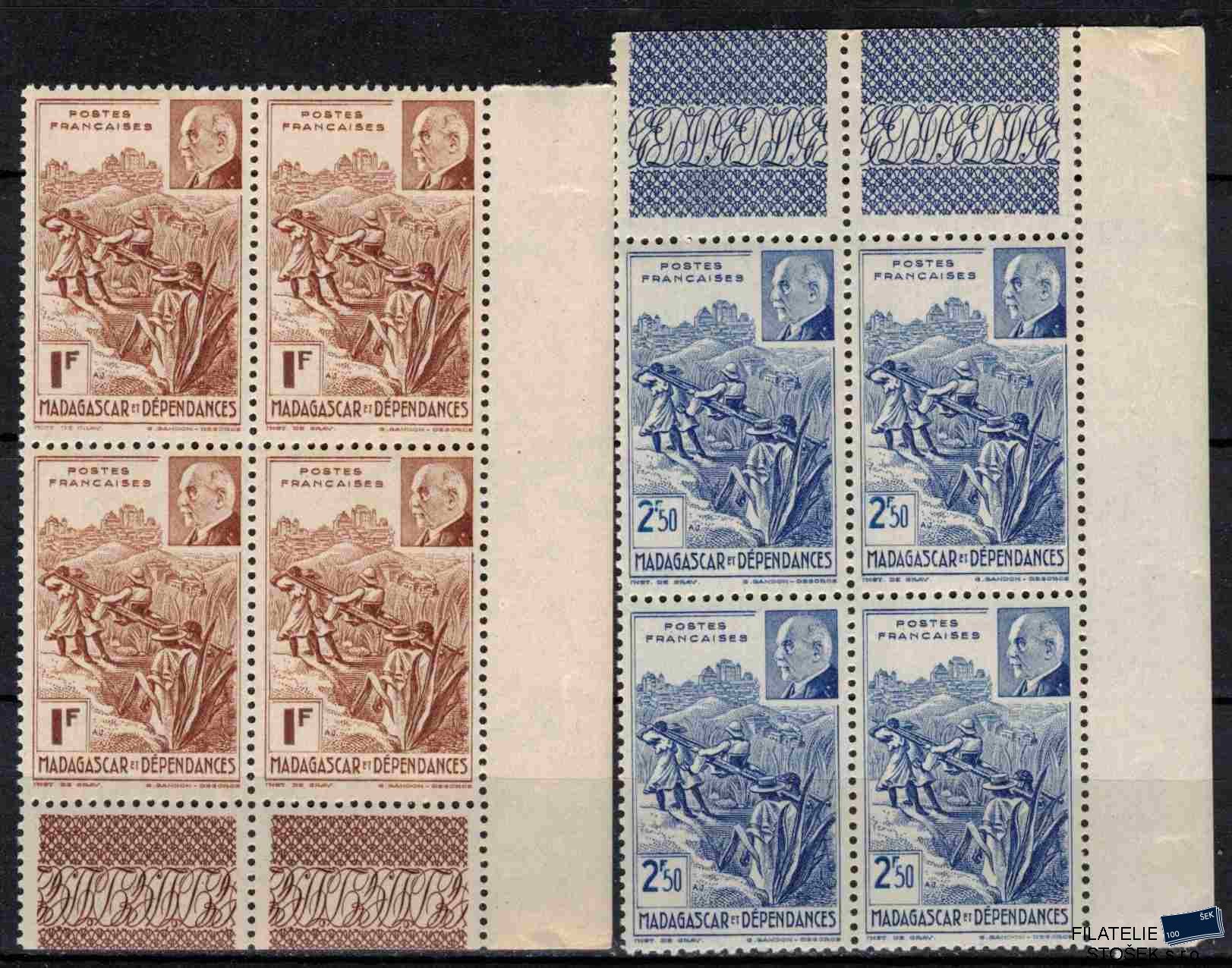 Madagascar známky 1941 Marechal Petain Čtyřbloky
