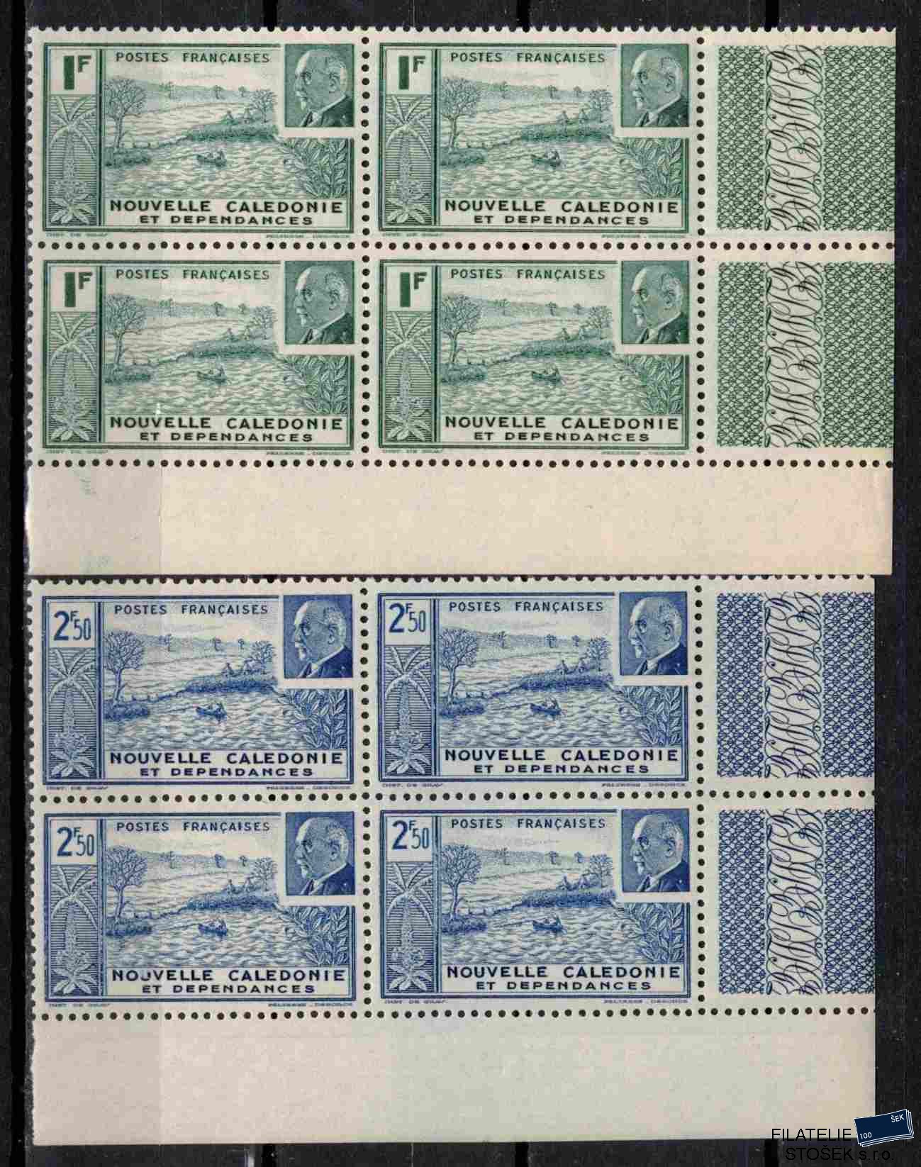 N. Caledonie známky 1941 Marechal Petain Čtyřbloky