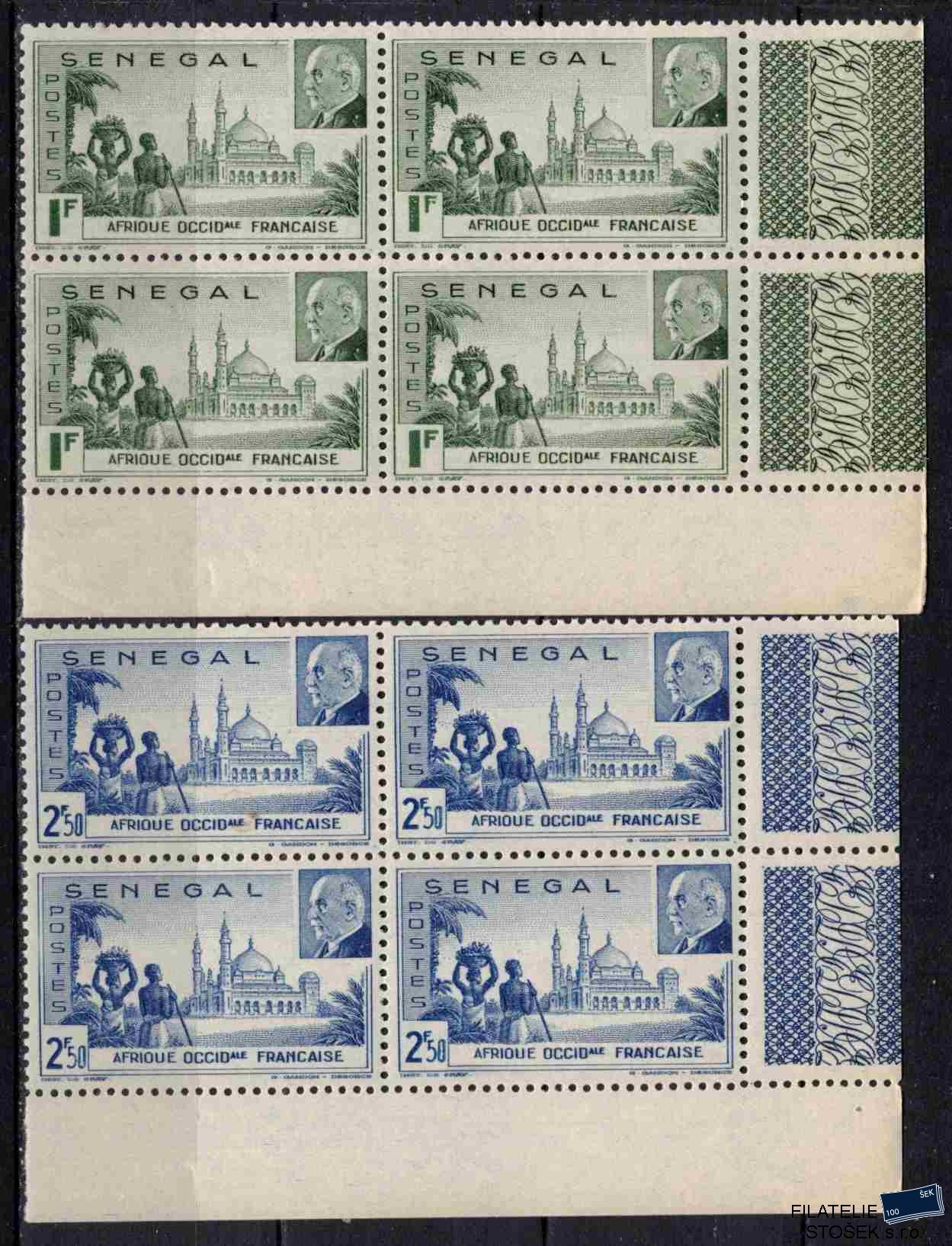 Senegal známky 1941 Marechal Petain Čtyřbloky