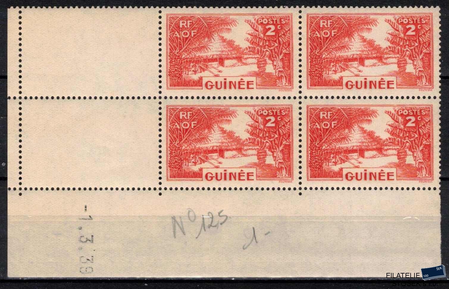 Guinée známky Yv 125 Čtyřblok s datem tisku