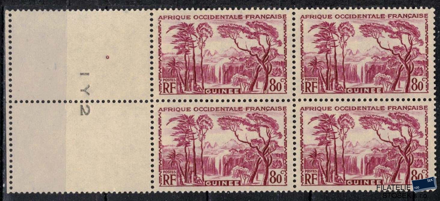 Guinée známky Yv 138 Čtyřblok, koloniální lep