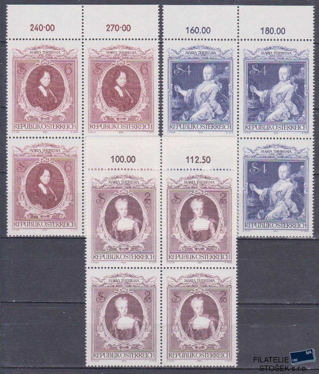 Rakousko známky Mi 1638-40 4 Blok