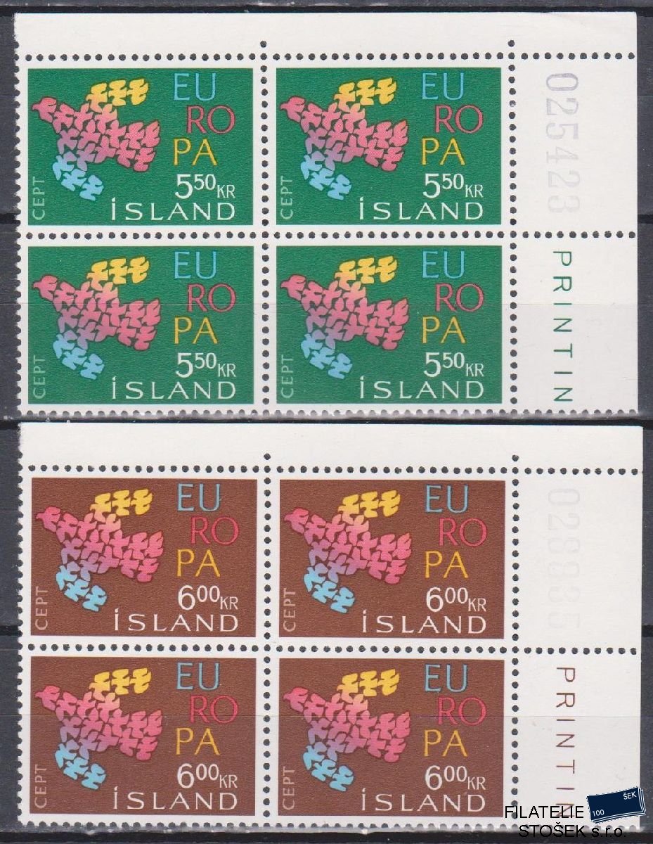 Island známky Mi 354-55 4 Blok Rohový