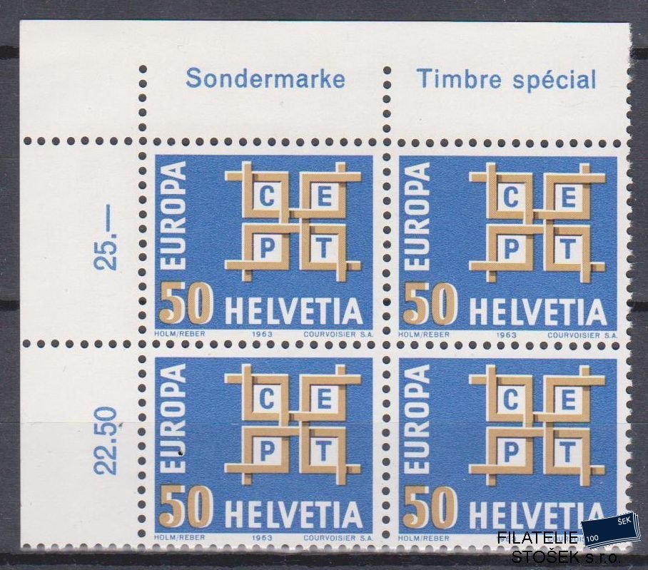 Švýcarsko známky Mi 781 4 Blok Rohový