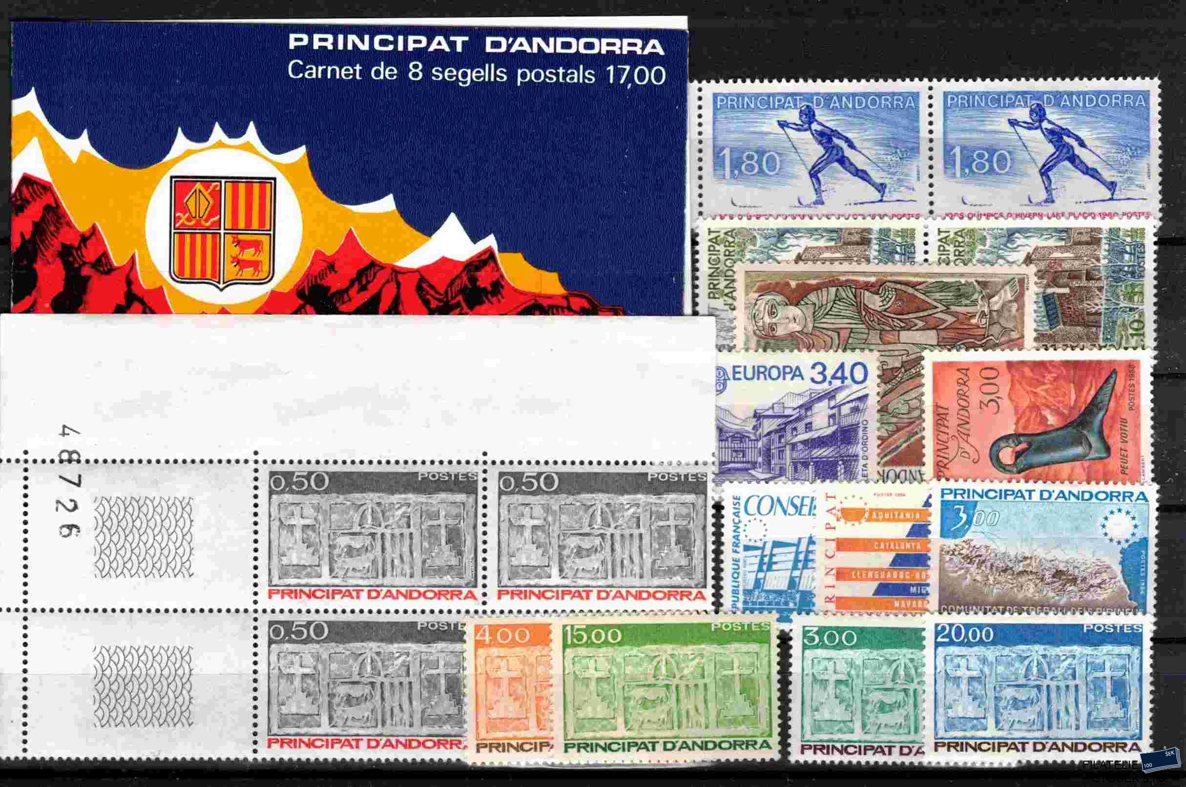 Fr. Andorra - sestava známek na kartičce A 5