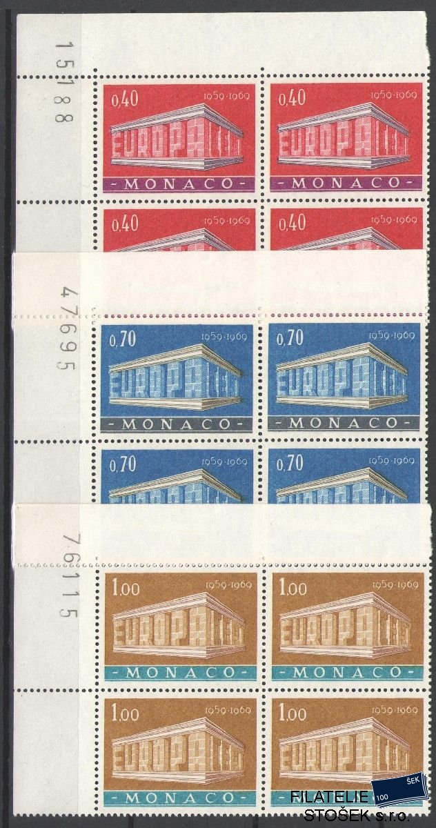 Monako známky Mi 929-31 4 Blok Rohový